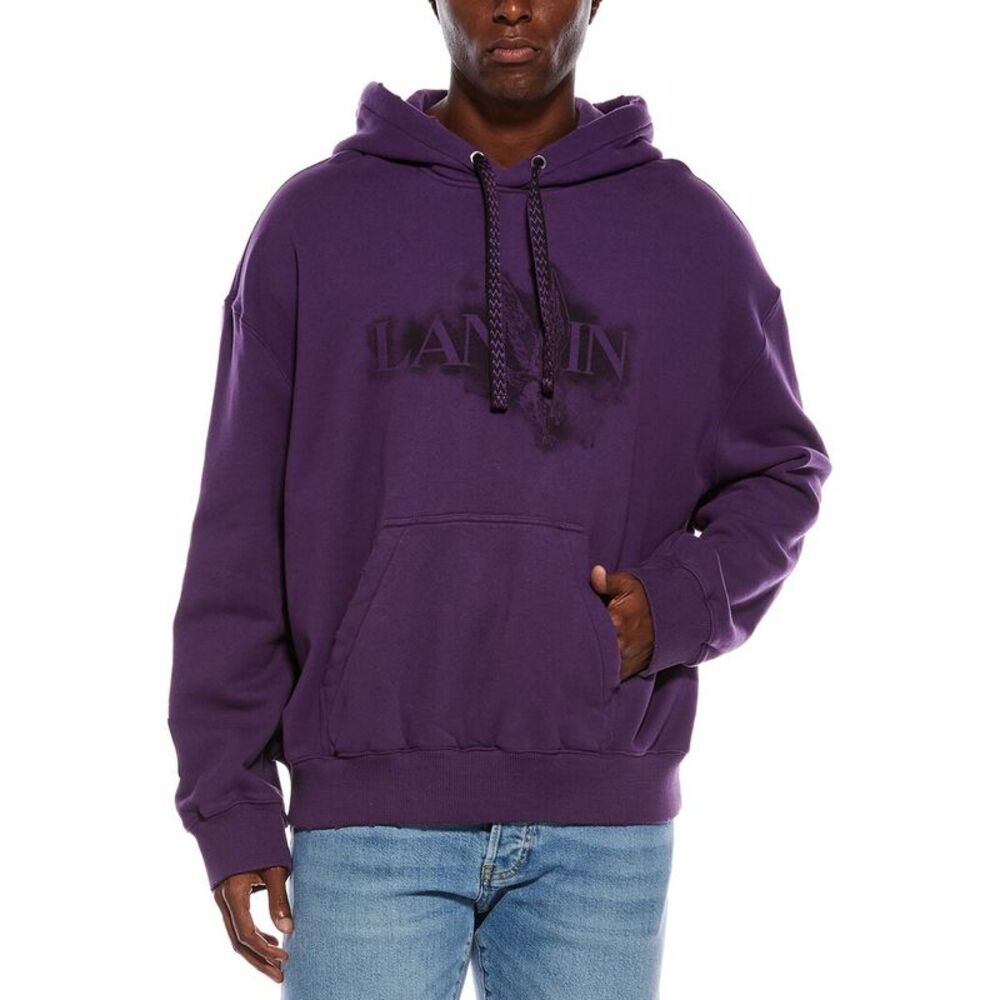 Lanvin Mens  Printed Hoodie, Purple